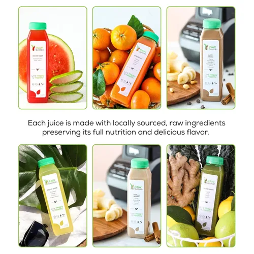Vista 2 de Raw Fountain, limpieza de jugo de proteína de 3 días, limpieza desintoxicante cruda totalmente natural, frutas prensadas en frío, verduras, sabor