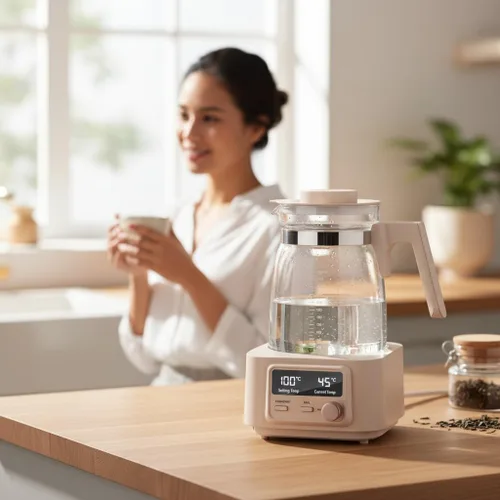 Vista 7 de Babysmooth Smart Kettle Pro - Hervidor eléctrico de vidrio, 1.3L, LED digital con control de temperatura de 40-100°C, función de mantenimiento