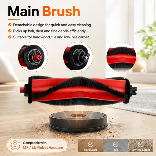 Vista 4 de Kit de piezas de repuesto para Roborock Q7 M5, Q7 L5, Q7 M5+, Q7 L5+, accesorios de robot de vacío serie Q7 L5+, 1 cepillo de rodillo principal, 4