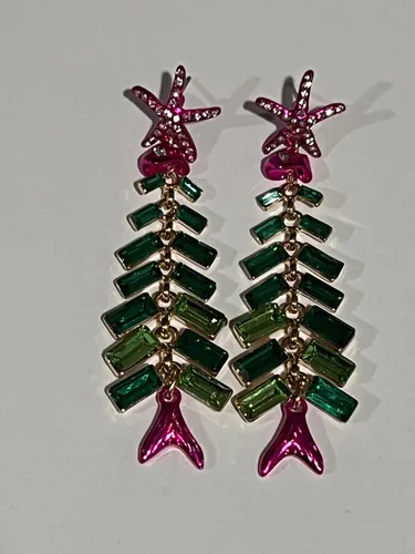 Vista 2 de Betsey Johnson Pendientes colgantes de Navidad