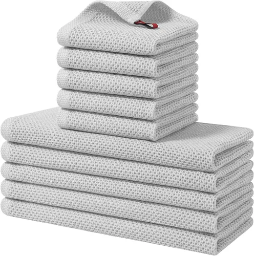 Vista 104 de Homaxy Juego de toallas y paños de cocina 100% algodón, 30 x 30 centímetros y 33 x 71 centímetros, juego de 8 toallas de cocina ultra suaves