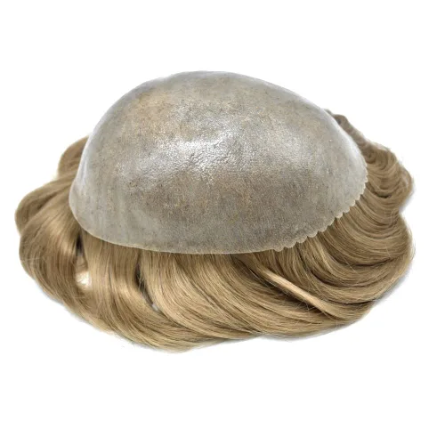 Vista 4 de Tupé para hombres de piel fina europea piezas de cabello humano para hombres duraderas de 0.004 in piel de poliuretano para hombre, tupé de 8 x 10