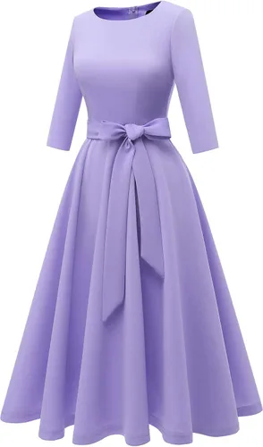 Vista 2 de DRESSTELLS - Vestido de cóctel vintage para mujer, vestidos de fiesta de té de los años 50, vestido ajustado y acampanado para iglesia