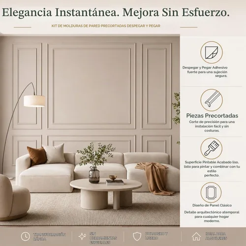 Vista 7 de Pangda 3 juegos de molduras de pared para despegar y pegar, estilo capa interior y exterior, panel de revestimiento prefabricado para decoración