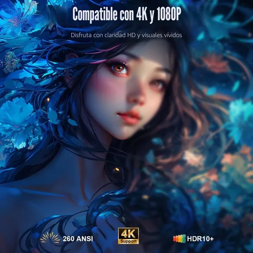 Vista 5 de [Proyector inteligente con aplicaciones] Mini proyector compatible con 4K con WiFi y Bluetooth, proyector de películas XENPONAD para dormitorio