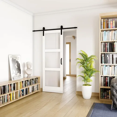 Vista 2 de Puertas correderas de granero de 30 x 84 pulgadas para habitación con kit de herramientas incluido