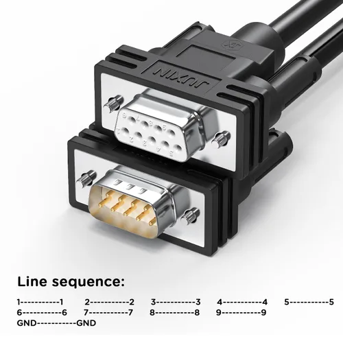 Vista 4 de Cable de extensión DB9 macho a hembra de doble blindaje, D-SUB 9 pines RS232/RS485 Serial Cable 9pin 232 Serial Cable-Negro -3 pies