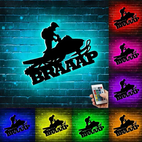 Vista 20 de Arte de pared de metal personalizado para motocross con luz LED, luz nocturna personalizada con nombre de motocross, decoración de lámpara de neón