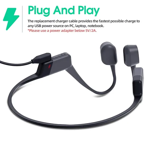 Vista 4 de Paquete de 2 cables de carga AfterShokz para Aeropex AS800 y OpenRun Pro y Mini - Cable de carga magnético de 3 pies