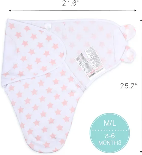 Vista 7 de The Peanutshell - Mantas para bebitas, diseños en rosa, floral y estrellas, paquete de 3 piezas, 2 tallas