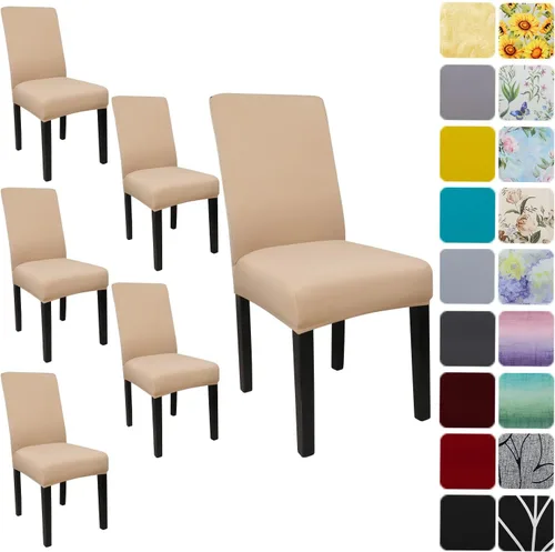 Vista 79 de Fundas para sillas de comedor, juego de 2 fundas, con patrón elástico Parsons, de elastano, extraíbles y lavables, protector para sillas de cocina