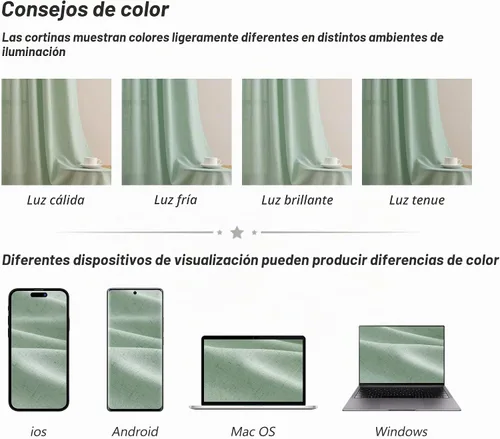 Vista 7 de Guken Cortinas de lino verde aguamarina de 96 pulgadas de largo, juego de 2 paneles con bolsillo para varilla semi transparentes para comedor Aqua