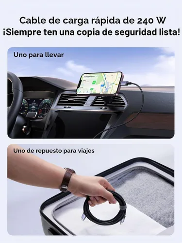 Vista 9 de UGREEN - Cable USB C de 240 W, 2 unidades, carga rápida para portátiles