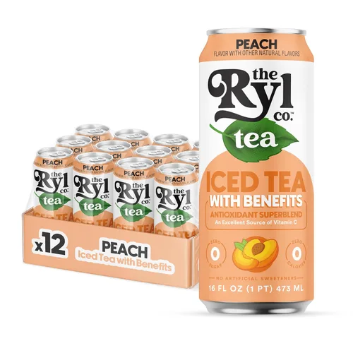 Vista 20 de Ryl Té Helado, Té Cítrico Verde, Súper Mezcla Antioxidante, Sin Azúcar, Bajo en Carbohidratos, Cero Calorías - 16.0 Fl Oz (Paquete de 12)