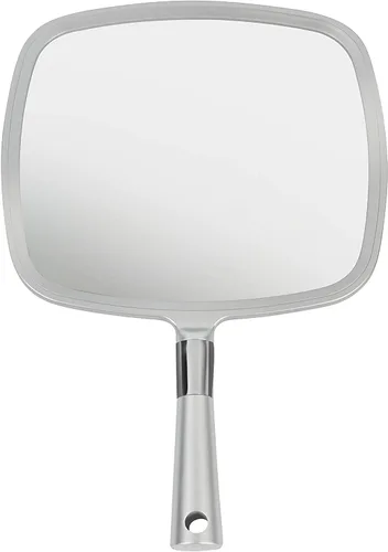 Vista 9 de Espejo de mano grande y cómodo con asa, modelo de salón plateado (paquete de 5) Handheld Mirror Set for Barbers & Salon Hairdressers - Perfect for