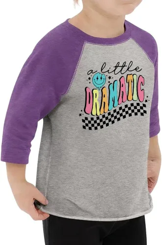 Vista 2 de Camiseta de béisbol A Little Dramatic Toddler - Ropa para niña - Humor Stuff