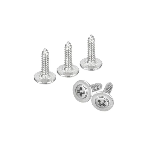 Vista 34 de uxcell ST3x6mm Phillips Pan Head Tornillo Autorroscante con Arandela, 100 piezas - Tornillo de madera de acero inoxidable 304 rosca completa (plata)