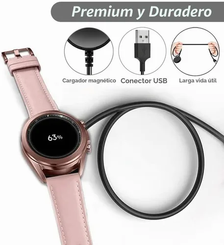 Vista 3 de Cargador para Samsung Galaxy Watch 3/4/5/6/7 Cable de carga de repuesto para reloj inteligente [2 unidades, 3.3 pies]