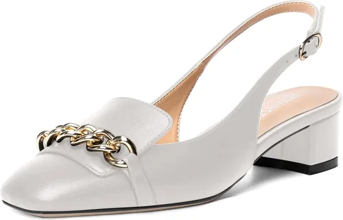 Vista 22 de MOVINSTEPS Zapatos de tacón bajo con hebilla mate para mujer, con correa ajustable, con correa ajustable, tacón bajo, 1.5 pulgadas Beige