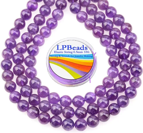 Vista 15 de LPBeads 100 Cuentas de 8mm Cuentas Redondas Naturales de Chakra, Cuentas Sueltas de Piedra Preciosa Redondas para Hacer Joyas con Cordón Elástico