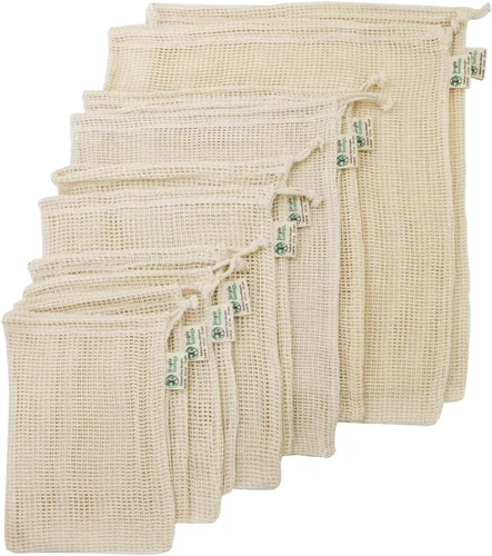Vista 9 de Simple Ecology Bolsas de algodón orgánico para las compras de comestibles, reutilizables, algodón natural
