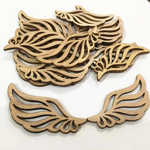 Vista 2 de 80 piezas de alas de ángel rebanadas de madera recortes de madera sin terminar accesorios de manualidades
