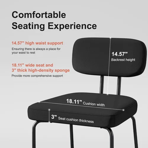Vista 6 de GXJ - Juego de 3 taburetes de bar, taburetes de cocina con respaldos y patas de metal, taburetes de 26 pulgadas para altura de mostrador, tela
