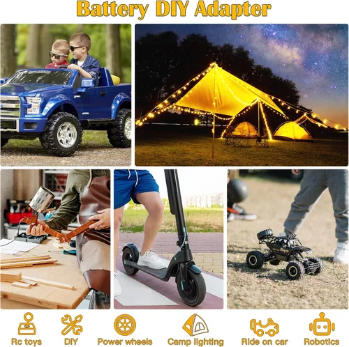 Vista 2 de Adaptador de batería Power Wheels para Dewalt 20V, adaptador de batería Power Wheels, kit de conversión de batería Power Wheels con interruptor