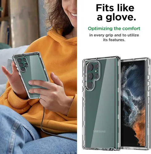 Vista 4 de AICase Funda transparente para Galaxy S22 Ultra (6.8 pulgadas), resistente protección contra caídas, cuerpo completo, a prueba de golpes, a prueba