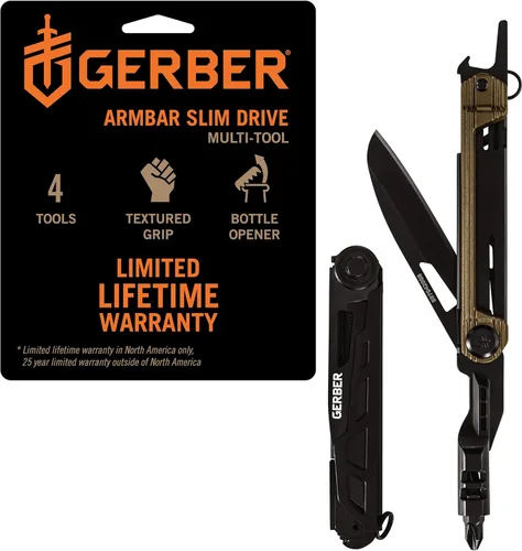 Vista 9 de Gerber Gear Armbar Slim Drive Cuchillo de bolsillo EDC multiherramienta con destornillador, abrebotellas, ónix