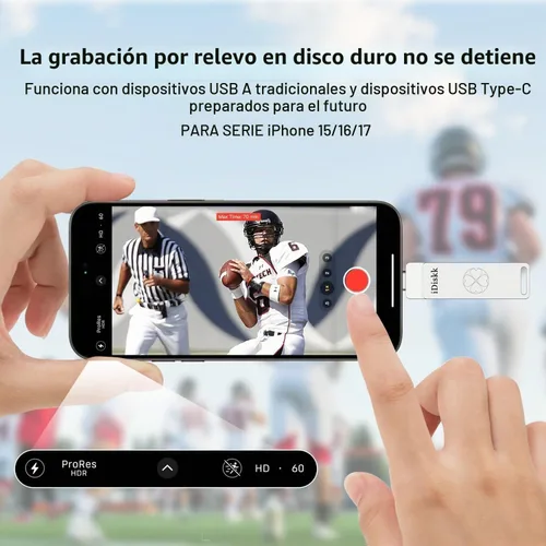 Vista 2 de iDiskk Unidad flash SSD de estado sólido de alta velocidad de 1 TB para iPhone 15/15 Plus/15 Pro/15 Pro Max, USB C iPad, MacBook, portátiles