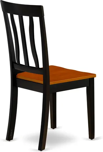 Vista 9 de East West Furniture ANTI3-BLK-W Juego de mesa y sillas de cocina de 3 piezas contiene una mesa de comedor redonda con pedestal y 2 sillas de asiento