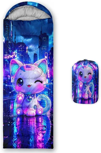 Vista 37 de QOOMO Axolotl - Lindos sacos de dormir para campamento, 3 estaciones, clima cálido y fresco, ligeros, impermeables, para adultos y niños, viajes