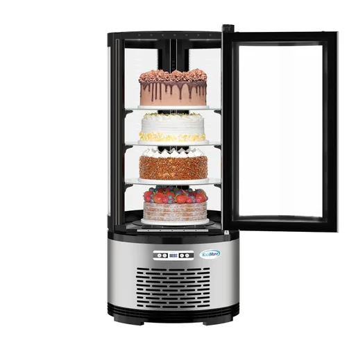 Vista 2 de KoolMore Vitrina de panadería de encimera refrigerada circular de 19 pulgadas con estantes de vidrio en negro (CDUR-3C)