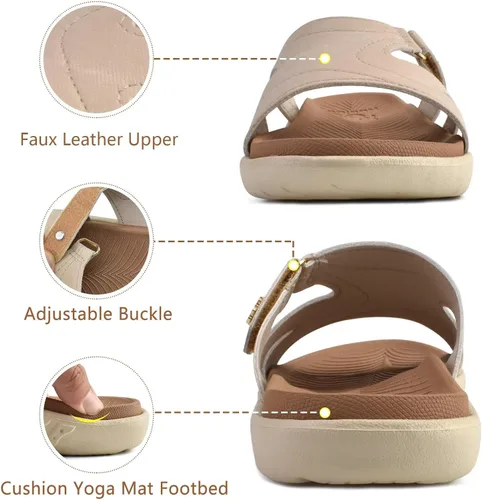 Vista 5 de KuaiLu - Sandalias ortopédicas de moda para mujeres, ligeras, tipo tenis deportivos, con plantilla de goma suave. Sandalias con cierre tipo slip-on
