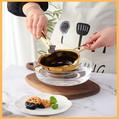 Vista 2 de Buyer Star Olla de acero inoxidable para derretir chocolate, mantequilla, queso, caramelo y jabón (dorado)