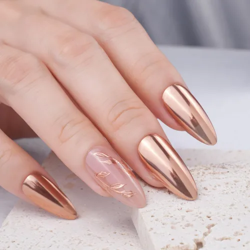 Vista 6 de Pretty Diva Polvo de uñas cromado, polvo de cromo para uñas con efecto espejo de bronce/cobre, polvo cromado metálico con reflejos para arte