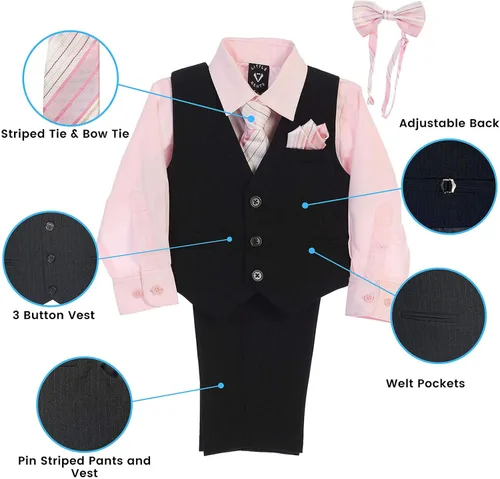 Vista 2 de Little Gents Conjunto de ropa de Pascua para niños, conjunto de ropa de vestir formal para niños, traje de portador de anillos para niños, ropa