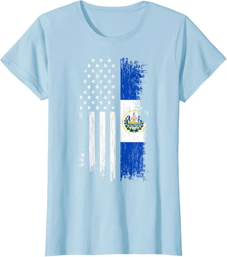 Vista 29 de Camiseta de la bandera de Estados Unidos salvadoreño - Camiseta de El Salvador USA