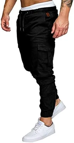Vista 2 de Leward Pantalones deportivos de moda para hombre, pantalones deportivos ajustados, casuales, pantalones de chándal chino, pantalones largos