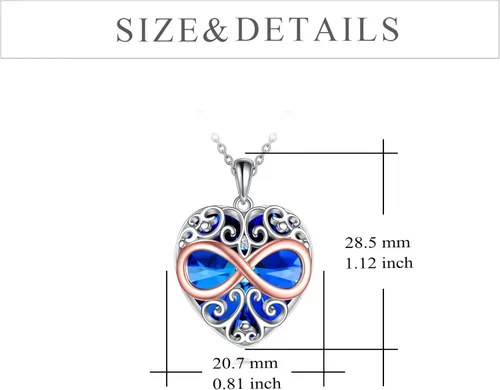 Vista 5 de YFN Collar de corazón de plata esterlina para mujer, regalos de cumpleaños para mamá, esposa, hija, novias