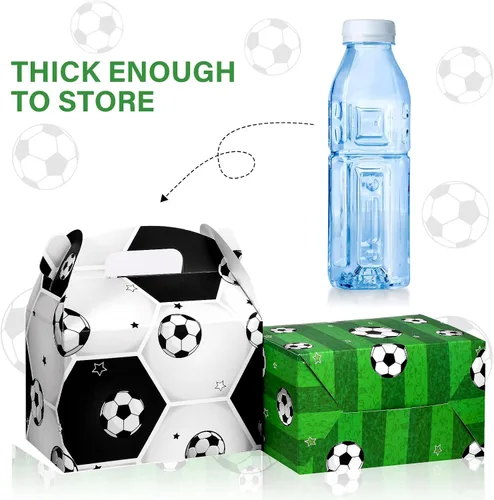 Vista 3 de Outus Paquete de 16 cajas de golosinas de fútbol, bolsas de dulces de fútbol, bolsas de regalo de fiesta de cumpleaños, cajas de papel para galletas