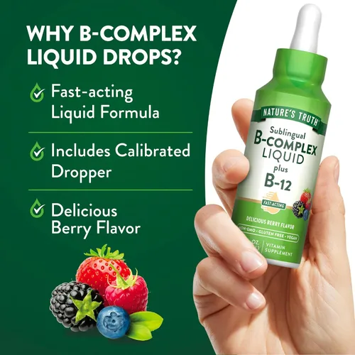 Vista 3 de Nature's Truth Sublingual B Complex con B12 2 onzas líquidas