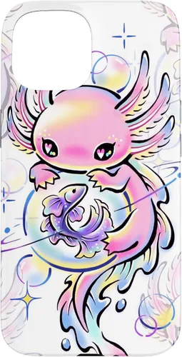 Vista 6 de Cute Kawaii Axolotl Purple Magical Crystals Case for iPhone 17
