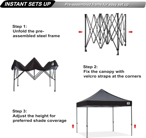 Vista 2 de ABCCANOPY Toldo Desplegable – Carpa/Toldo Portátil para Patio Exterior de 8 x 8 Pies, Resistente para Patio Trasero y Terraza con 4 Sacos de Arena