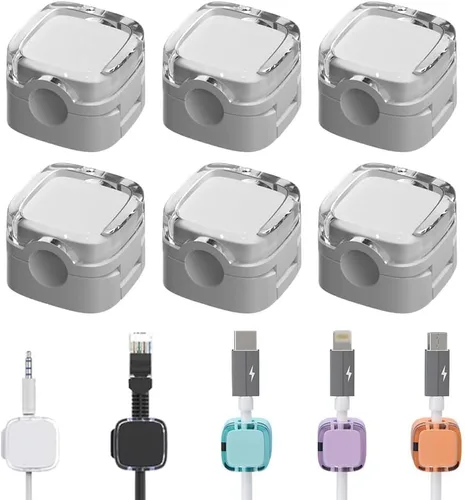 Vista 9 de 6 Pack de Clips Magnéticos para Gestión de Cables, Organizador Magnético de Cables Nuevo 2024, Soporte de Almacenamiento de Cables de Carga USB