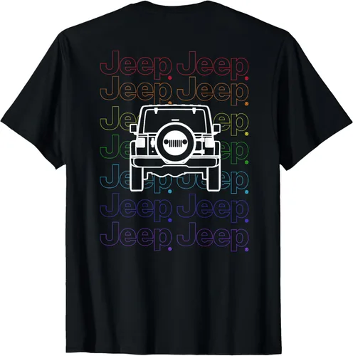 Vista 3 de Jeep Pride Repeating Logo - Versión oscura (dos caras) Camiseta, Negro