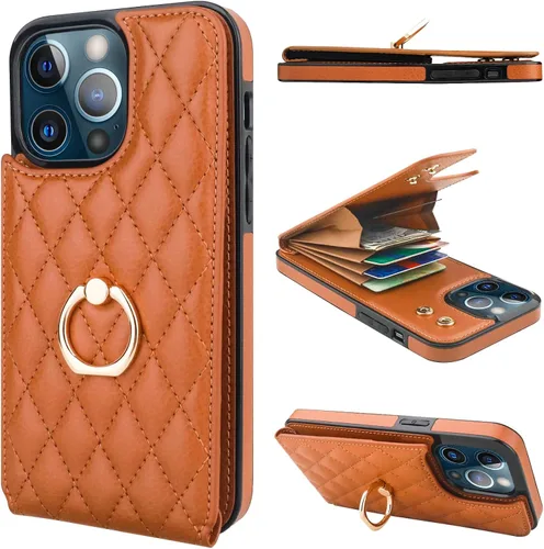 Vista 11 de Folosu Funda compatible con iPhone 13 Pro Max con soporte para tarjetas, rotación de 360°, soporte de anillo de dedo con función atril, protección