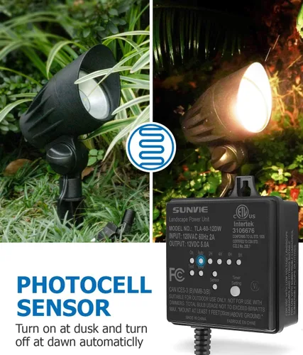 Vista 7 de SUNVIE Paquete de 8 luces de cubierta de bajo voltaje con conector de cable Fastlock2 de 5 W, luces LED de escalera, transformador de bajo voltaje