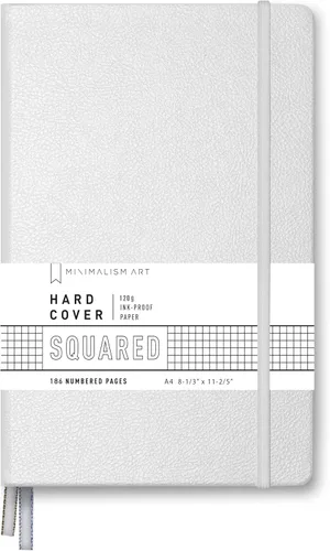 Vista 22 de Minimalism Art, Premium Hard Cover Notebook Journal, X-Large Size, Master A4 8.3" x 11.4", 186 Numbered Pages, Gusseted Pocket, Ribbon Bookmark